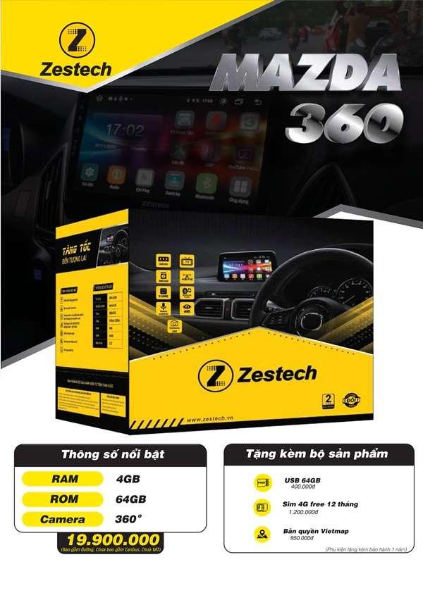 Giá màn hình liền camera Zestech theo xe Mazda 