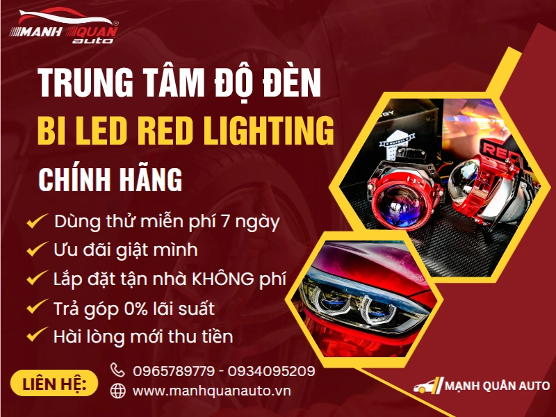 Độ đèn bi red lighting giá rẻ tại Mạnh Quân Auto