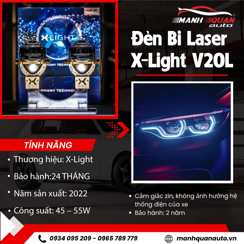 【Địa Chỉ】 Độ Đèn Bi Laser X-Light V20L Cho Ô Tô