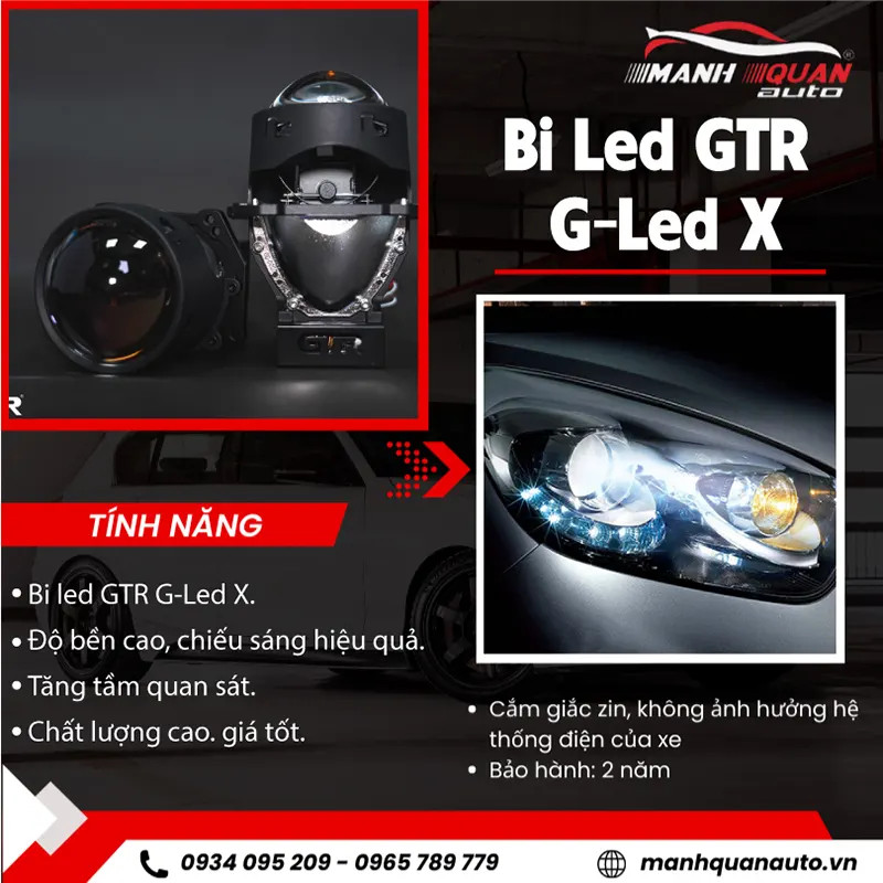 【Địa Chỉ】 Độ đèn bi led GTR Gled X cho ô tô