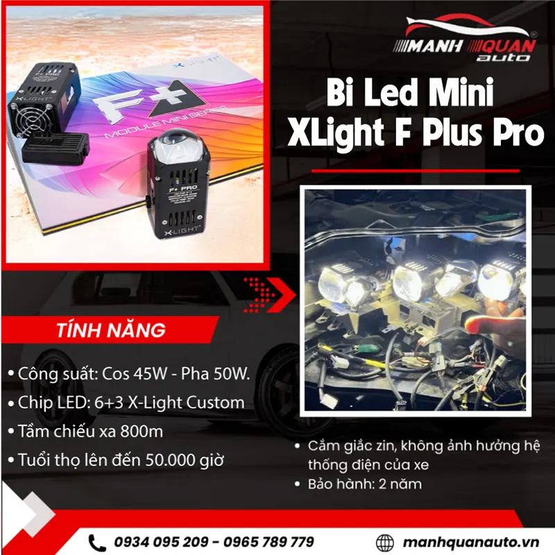Độ Đèn Bi Led Mini X-Light F Plus Pro