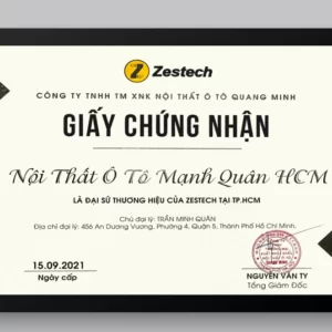 Giấy chứng nhận đại lý Zestech - Mạnh Quân auto