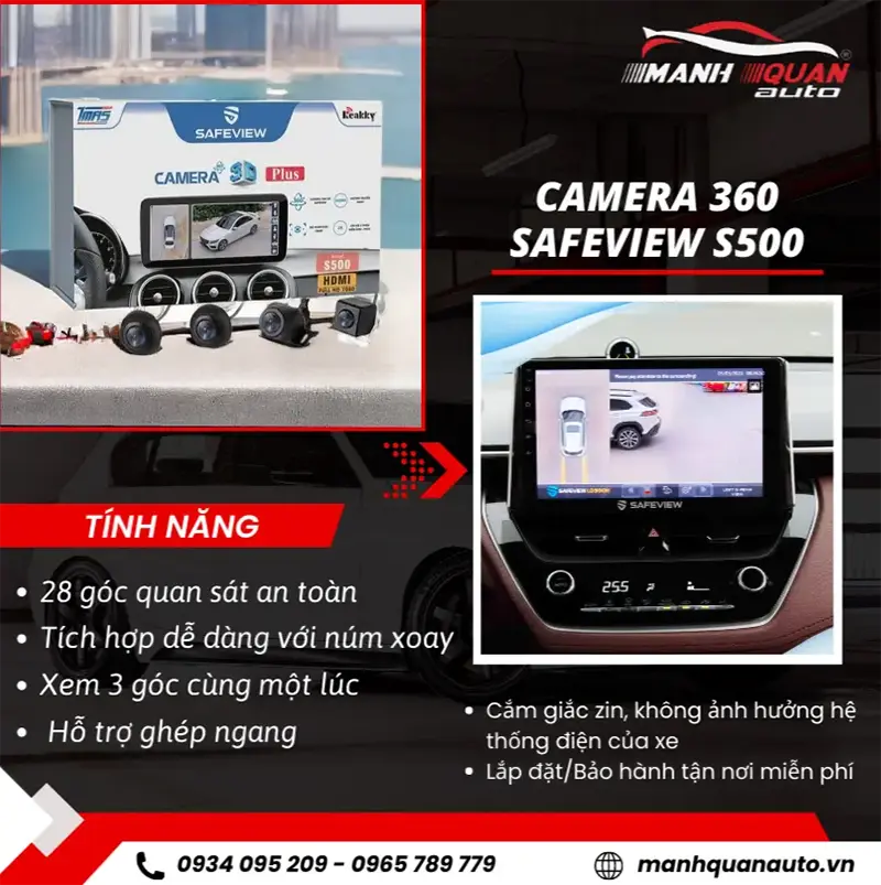 【Địa Chỉ】 Lắp đặt Camera 360 Safeview S500 Cho Ô Tô