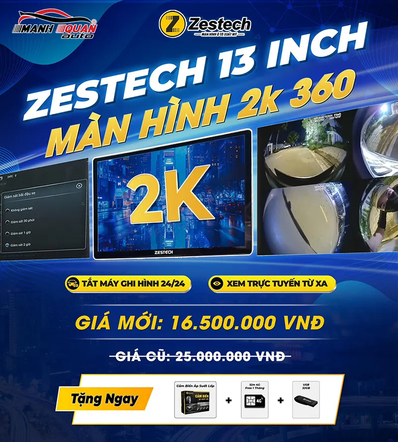 Màn hình Zestech 13 inch 2K bản cao cấp 360