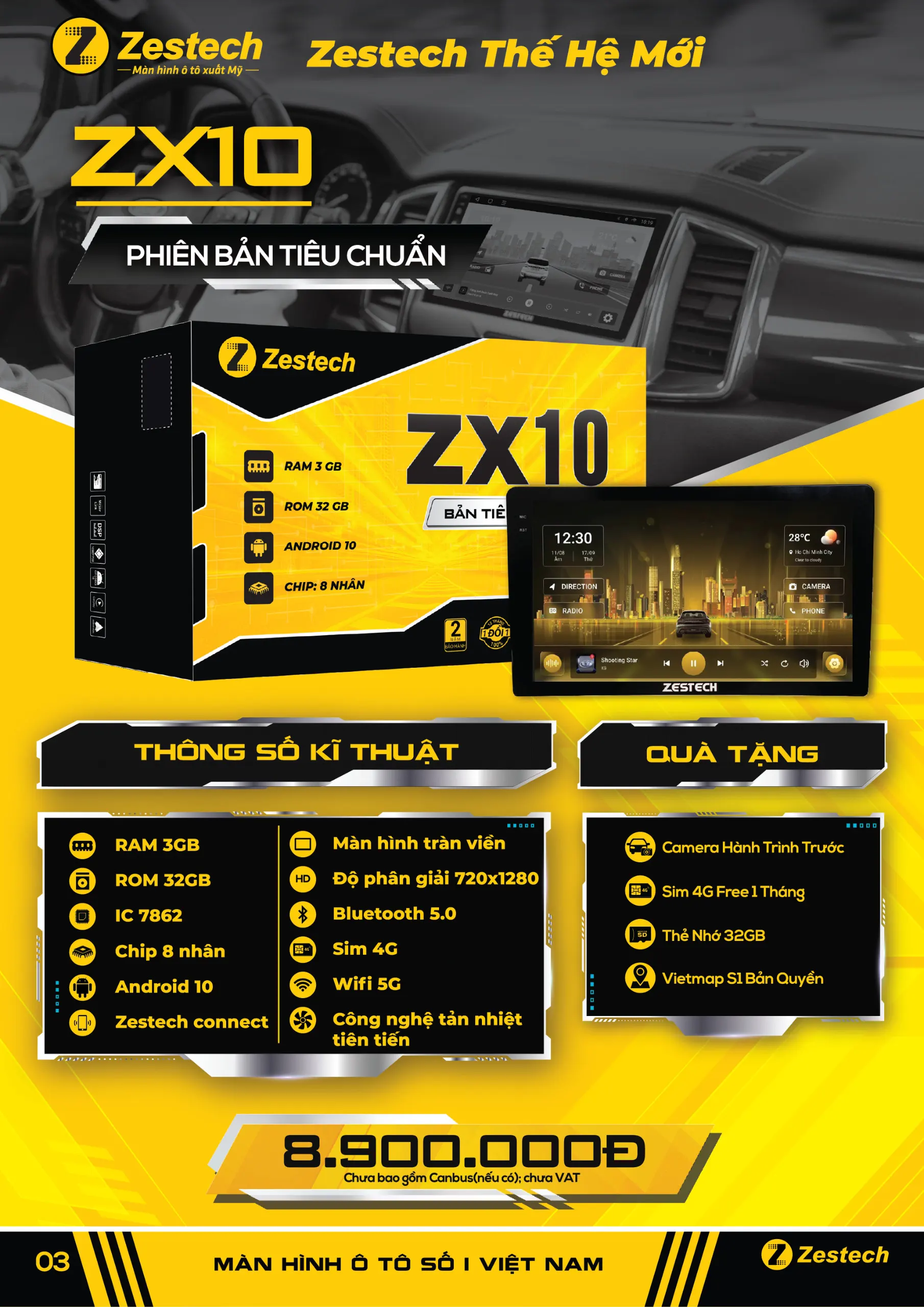 Giá màn hình android Zestech ZX10 - Bản tiêu chuẩn