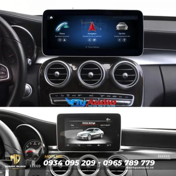 Trước và sau khi lắp màn hình android cho Mercedes C-Class 2016 - 2019