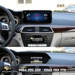 Trước và sau khi lắp màn hình android Fly cho Mercedes Benz C Class 2011-2015