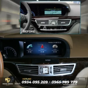 Trước và sau khi lắp màn hình android Fly cho Mercedes Benz S Class 2005-2013