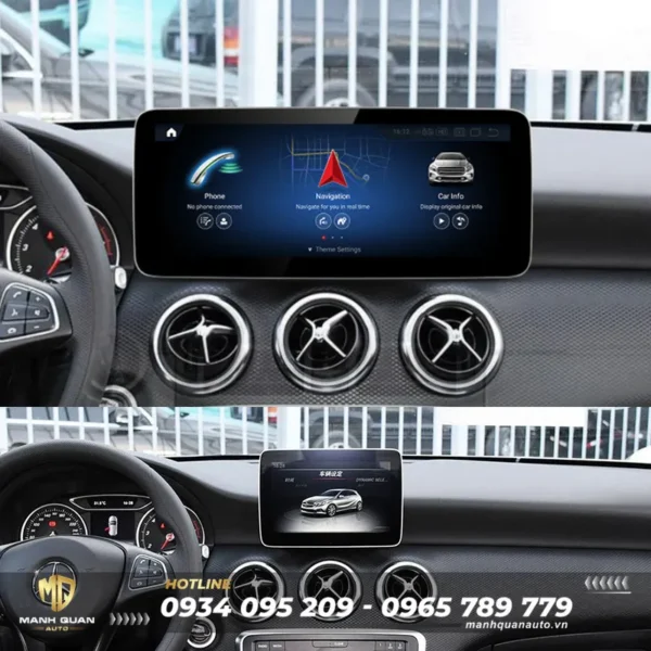 Trước và sau khi lắp màn hình android liền camera Fly cho Mercedes Benz CLA 2011-2018