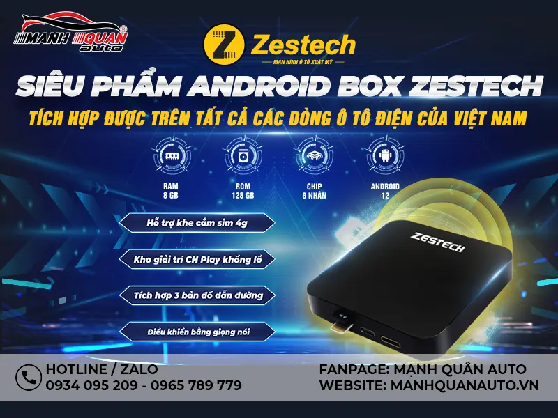 Lắp android box Zestech chính hãng cho ô tô tại Mạnh Quân Auto.