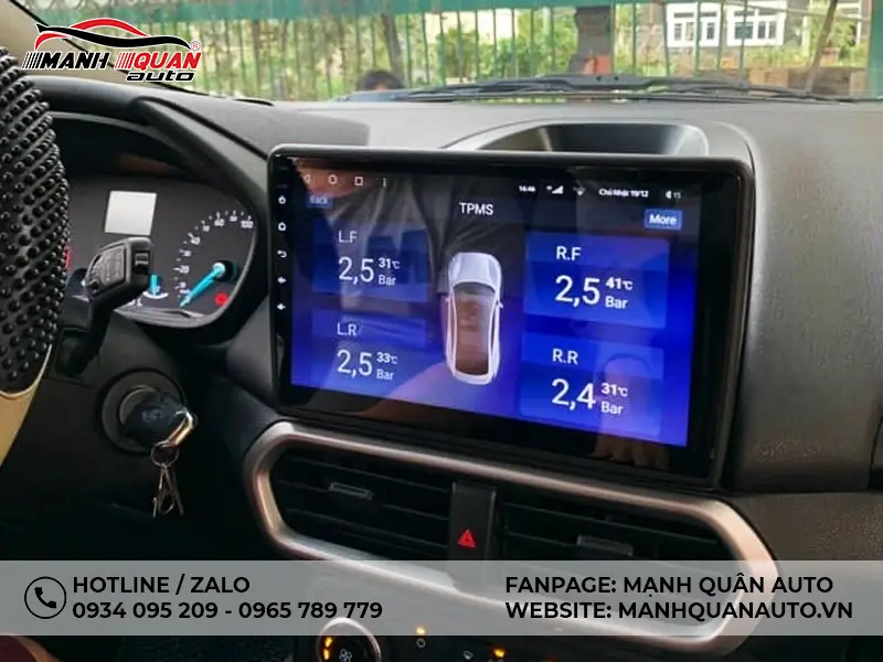 Âp suất lốp hiển thị trực tiếp trên màn hình xe, giúp người dùng dễ dàng theo dõi.