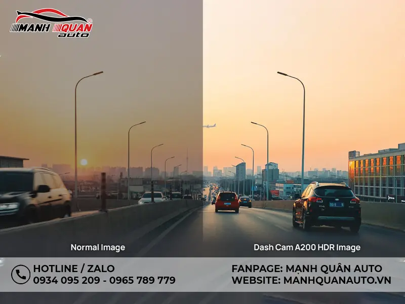 Công nghệ HDR trên 70mai A200 mang đến hình ảnh sắc nét và chân thực hơn.