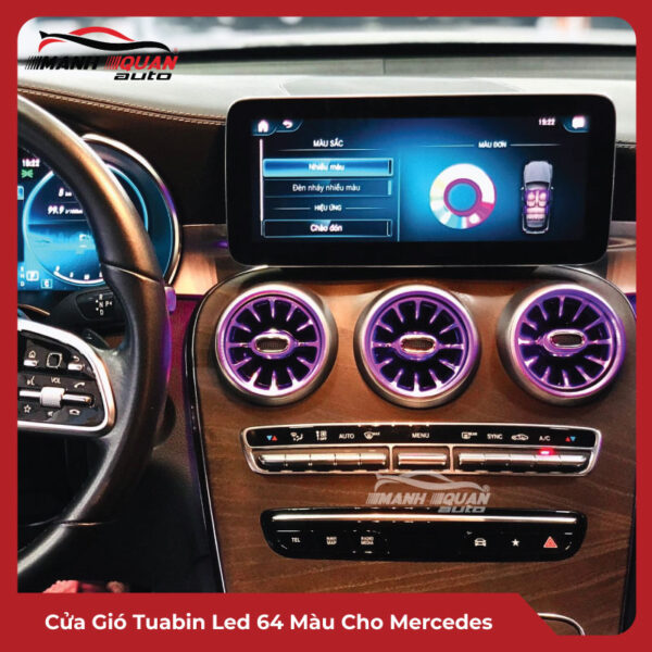 Cửa gió tuabin led 64 màu cho Mercedes