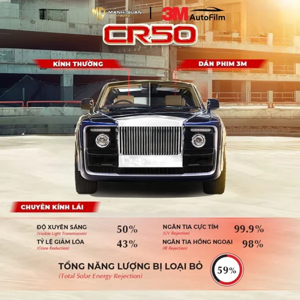 Phim cách nhiệt 3M Crystalline CR50 kính lái