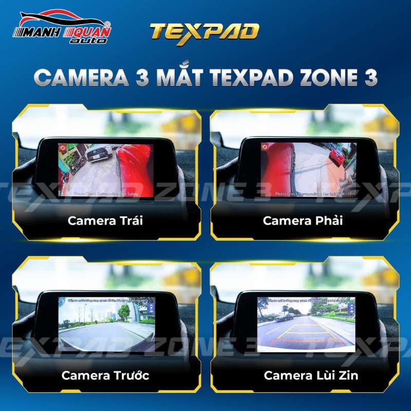 Các góc quay của camera 3 mắt Texpad Zone 3.