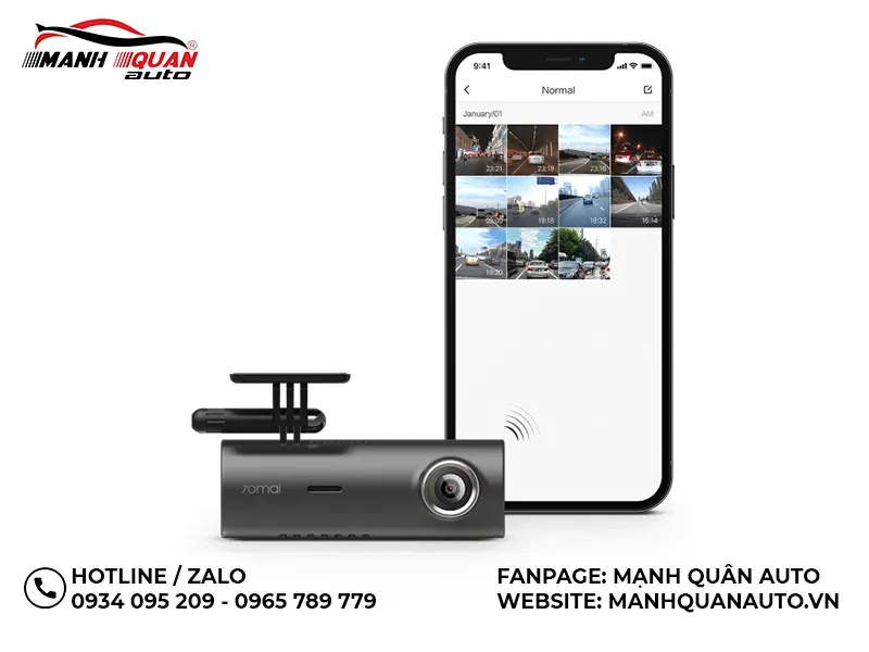 Dễ dàng điều khiển camera và quản lý xe thông qua ứng dụng 70mai trên điện thoại.