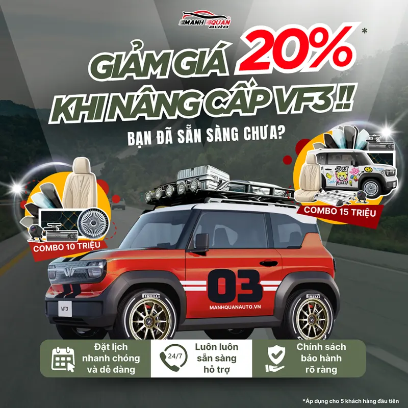 Độ phụ kiện Vinfast VF3 giảm ngay 20% cho hóa đone từ 20 triệu đồng