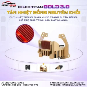 Bi Led Titan Gold 3.0 sử dụng khối sở hữu khối tản nhiệt đồng duy nhất trên thị trường hiện nay