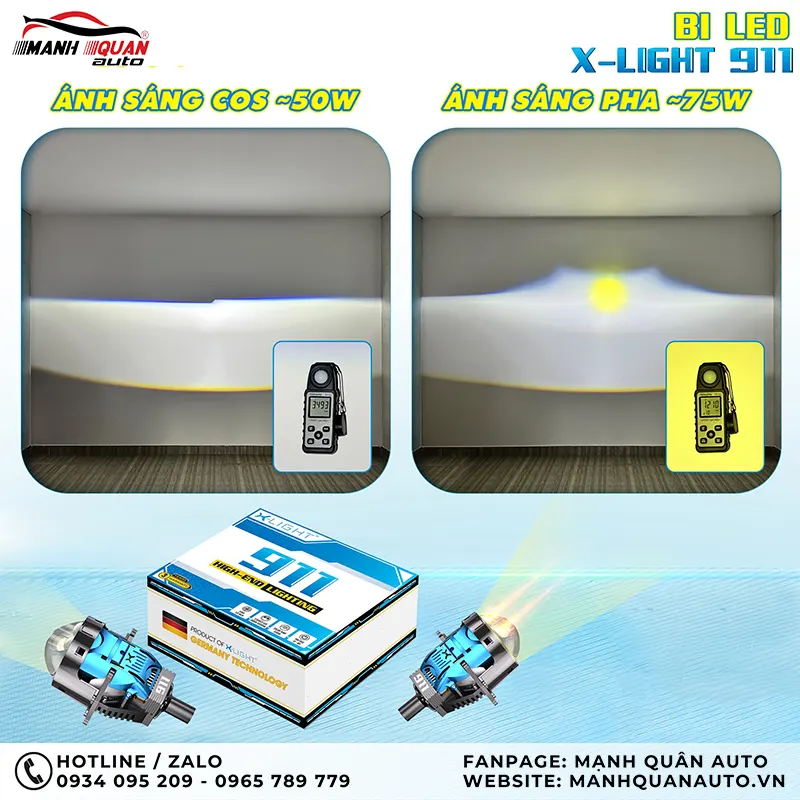 Ánh sáng cos và pha của bi Led X-Light 911