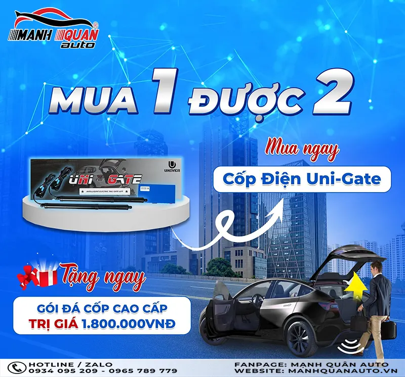 Mua cốp điện Uni Gate được tặng ngay gói đá cốp thông minh