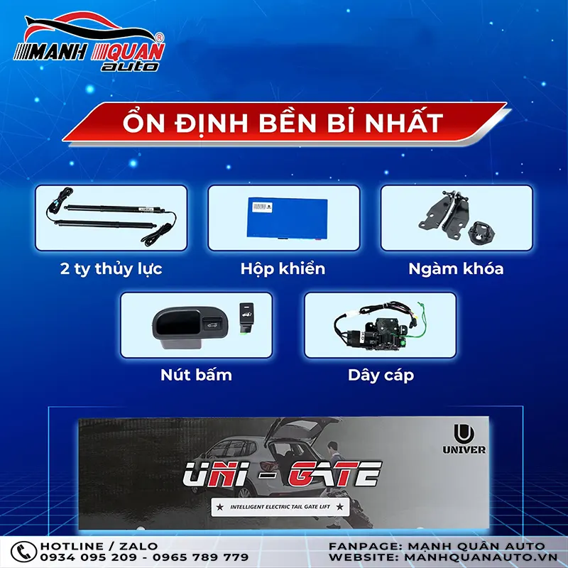 Các bộ phận của cốp điện Uni Gate lắp zin 100% cho xe ô tô