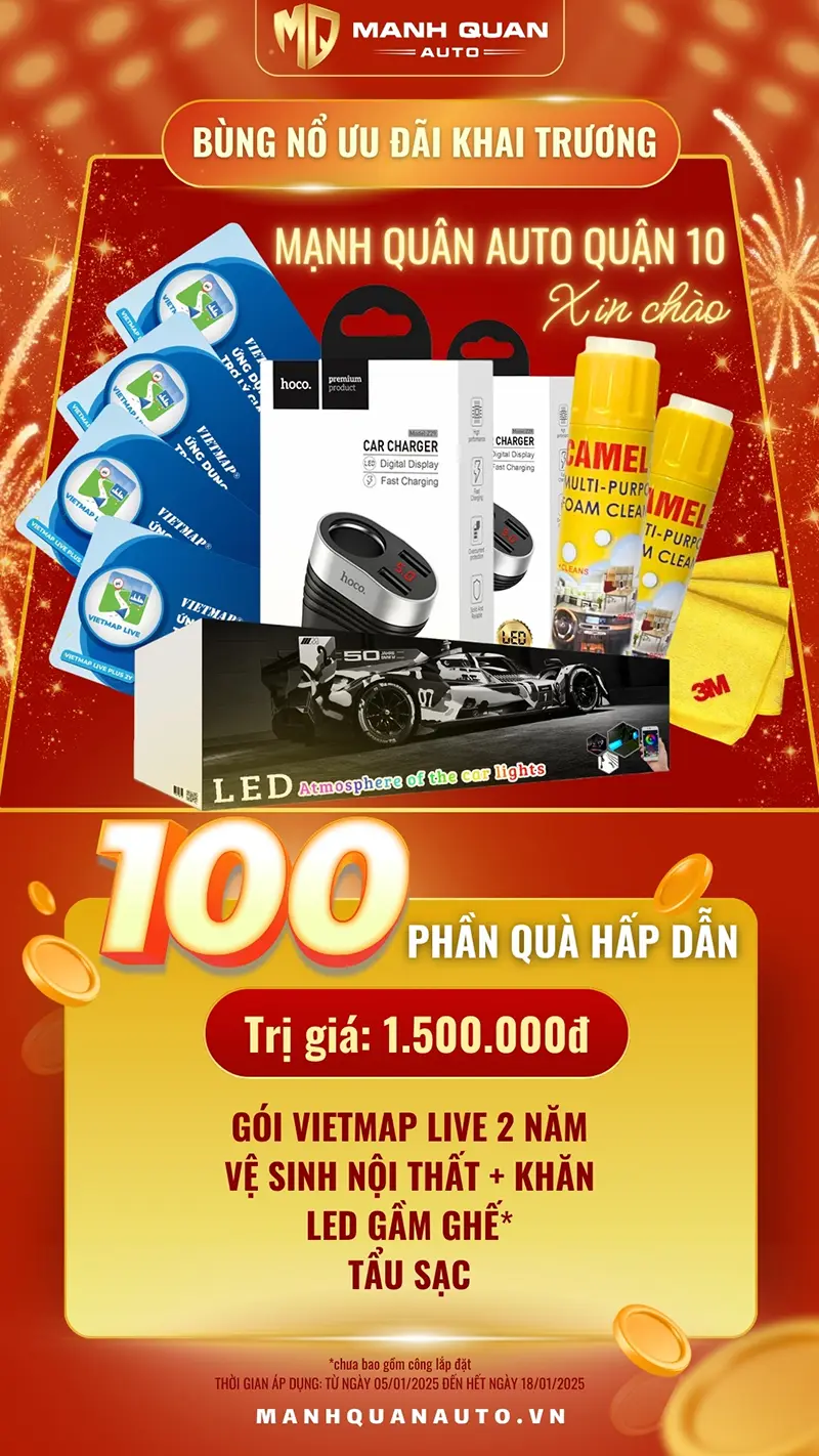 100 phần quà hấp dẫn trị giá 1.500.000đ tại Mạnh Quân Auto Quận 10