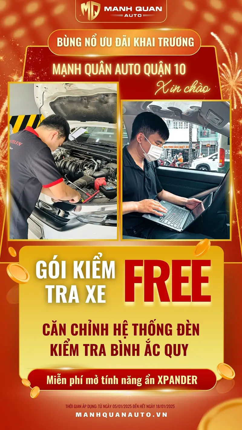 Gói kiểm tra xe miễn phí tại Mạnh Quân Auto