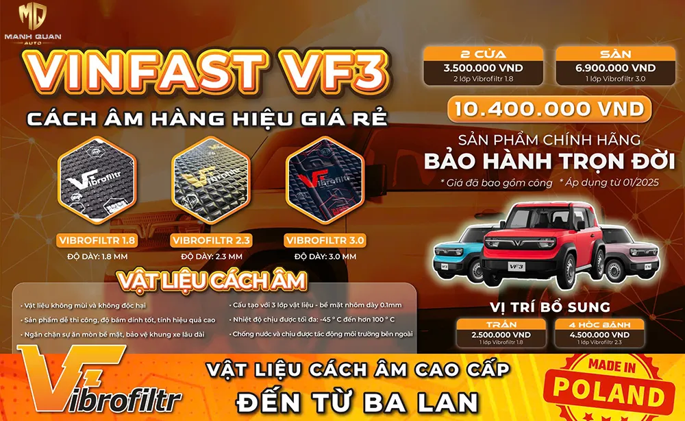 Bảng giá cách âm Vibrofiltr cho Vinfast VF3