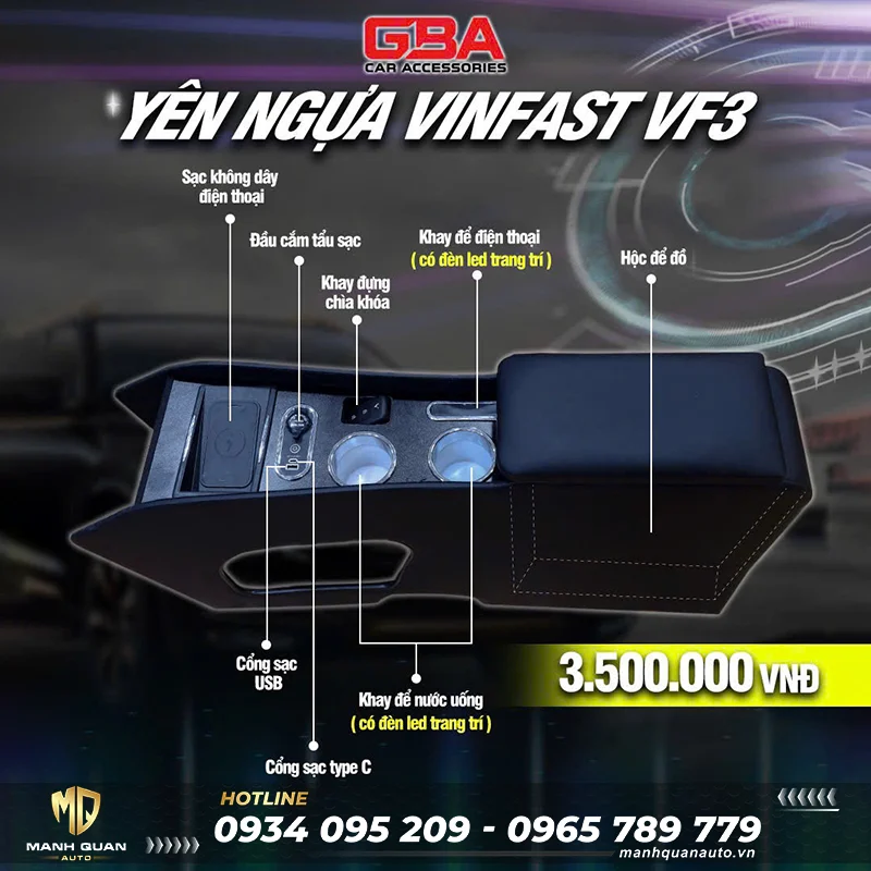 Bảng giá bệ tỳ tay yên ngựa Vinfast VF3