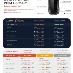 Bảng giá phim cách nhiệt Llumar cho xe 7 chỗ