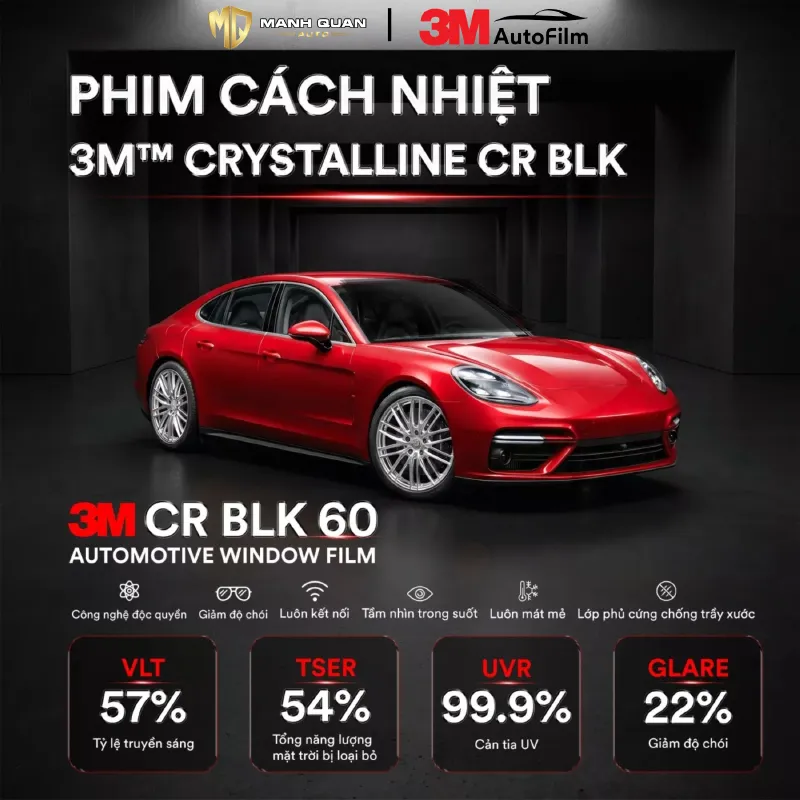 Phim Cách Nhiệt 3M Crystalline BLK Phim cách nhiệt 3M CR BLK 60 kính lái