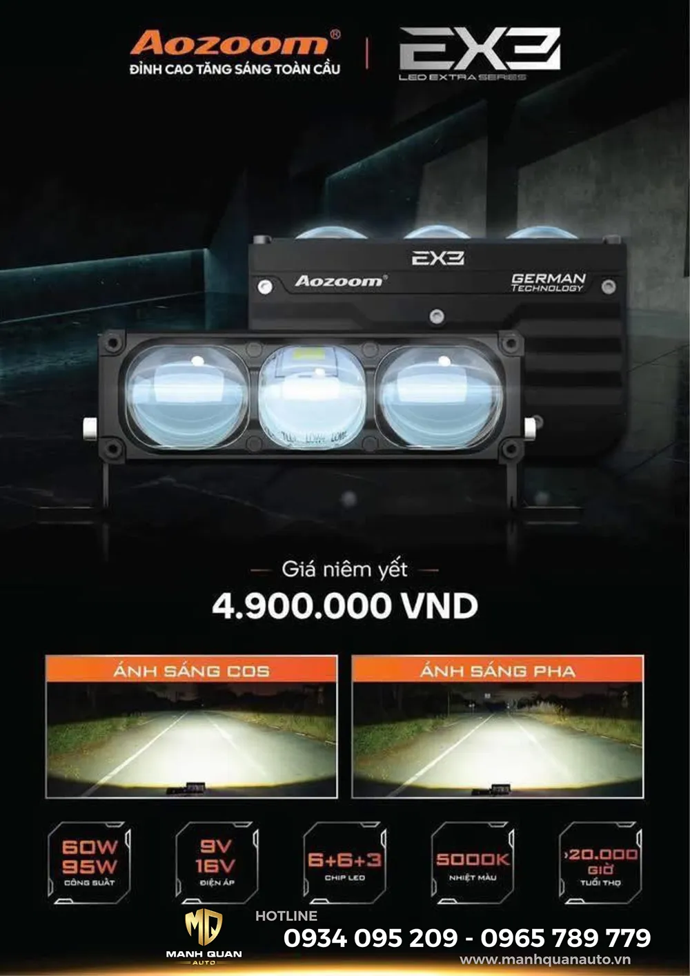 Bảng giá đèn trợ sáng Aozoom EX3