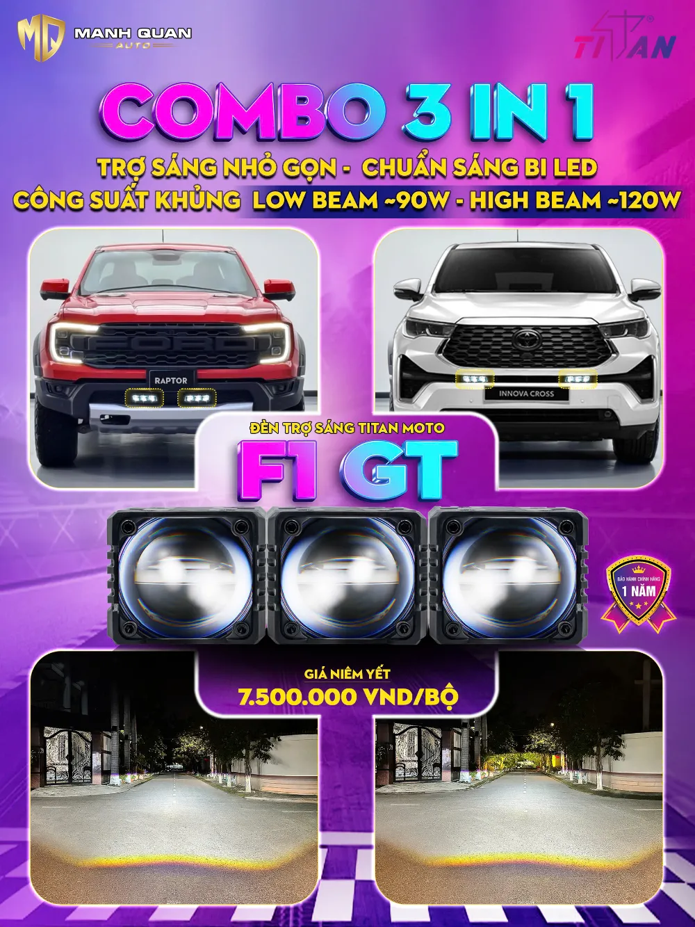 Đèn Trợ Sáng Titan Moto GT F1 Bảng giá đèn trợ sáng Titan Moto GT F1