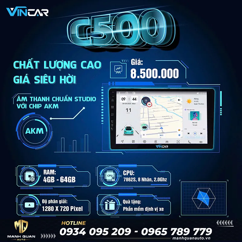 Bảng giá màn hình Vincar C500