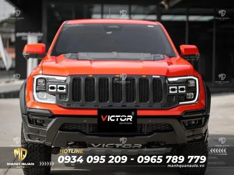 Bodykit Ford Ranger Raptor 2023 mẫu Victor Ốp cản trước và mặt calang Bodykit Ford Ranger Raptor 2023 mẫu Victor